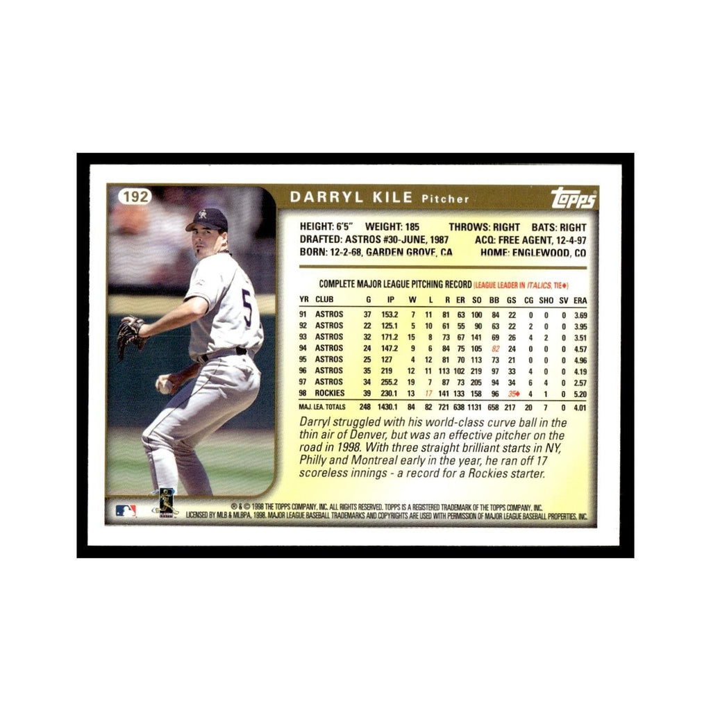 Darryl Kile 1999 Topps #192 Colorado Rockies Baseball Card NM