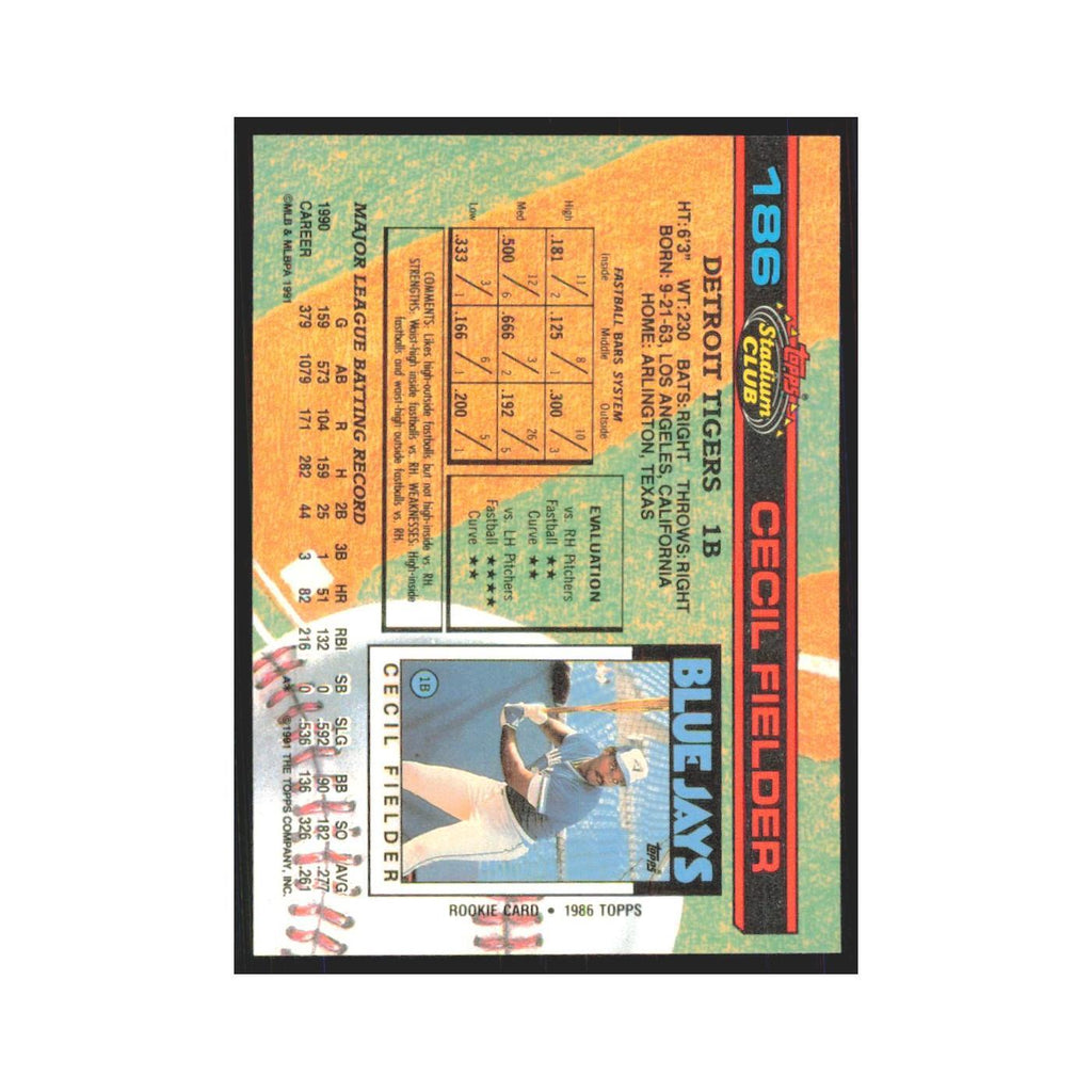 1991 Stadium Club Cecil Fielder Tigers #186