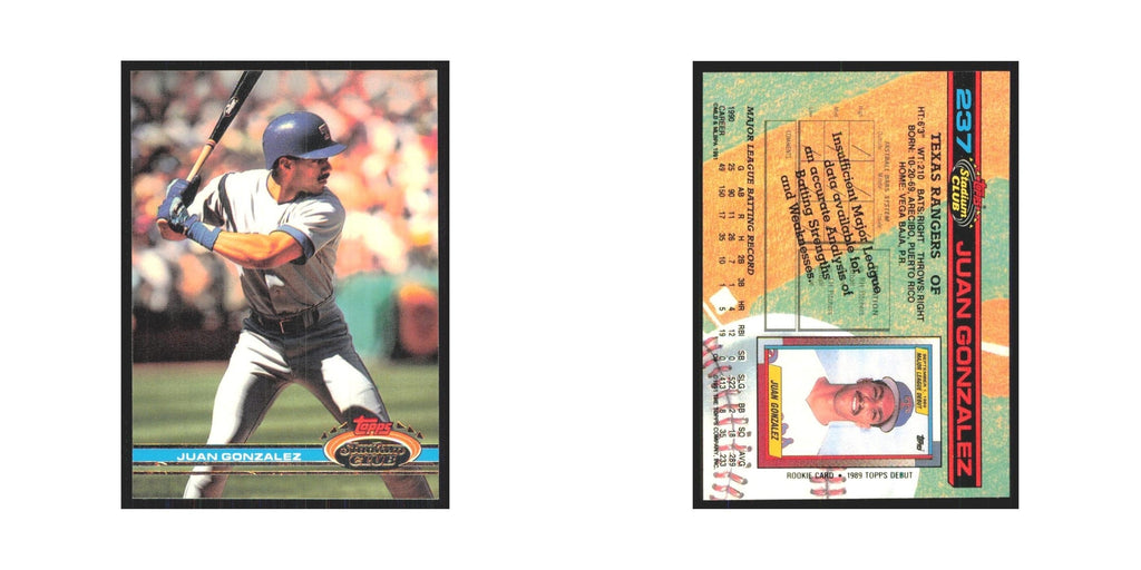 1991 Stadium Club Juan Gonzalez Rangers #237