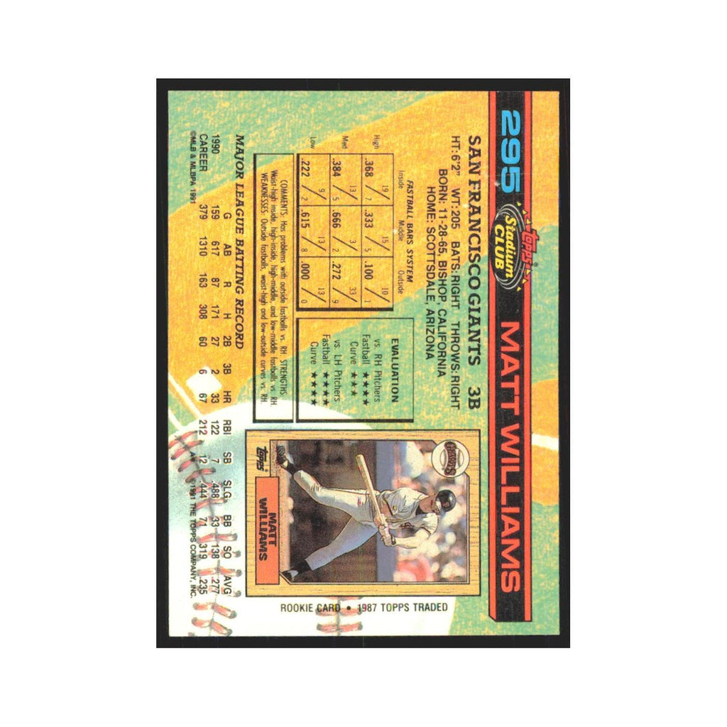 1991 Stadium Club Matt Williams Giants #295