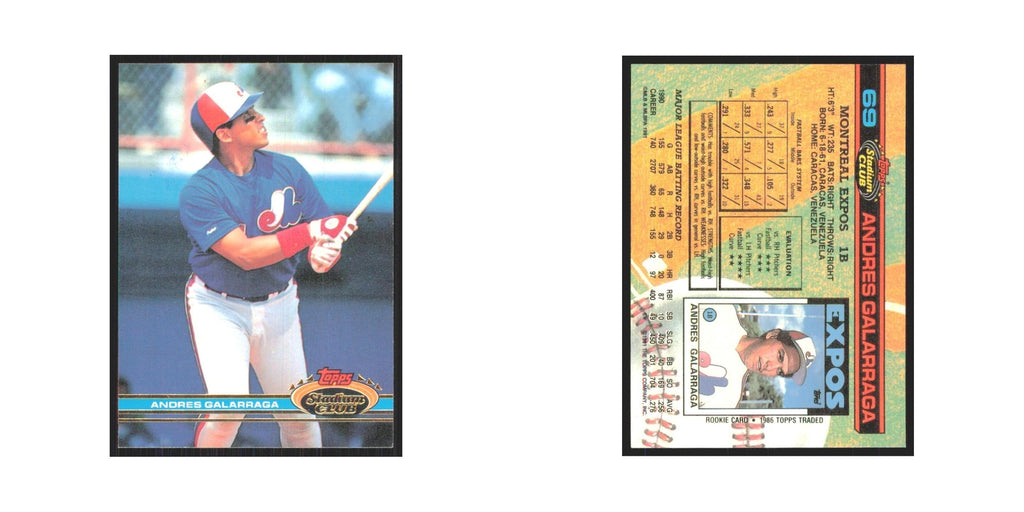 1991 Stadium Club Andres Galarraga Montreal Expos #69