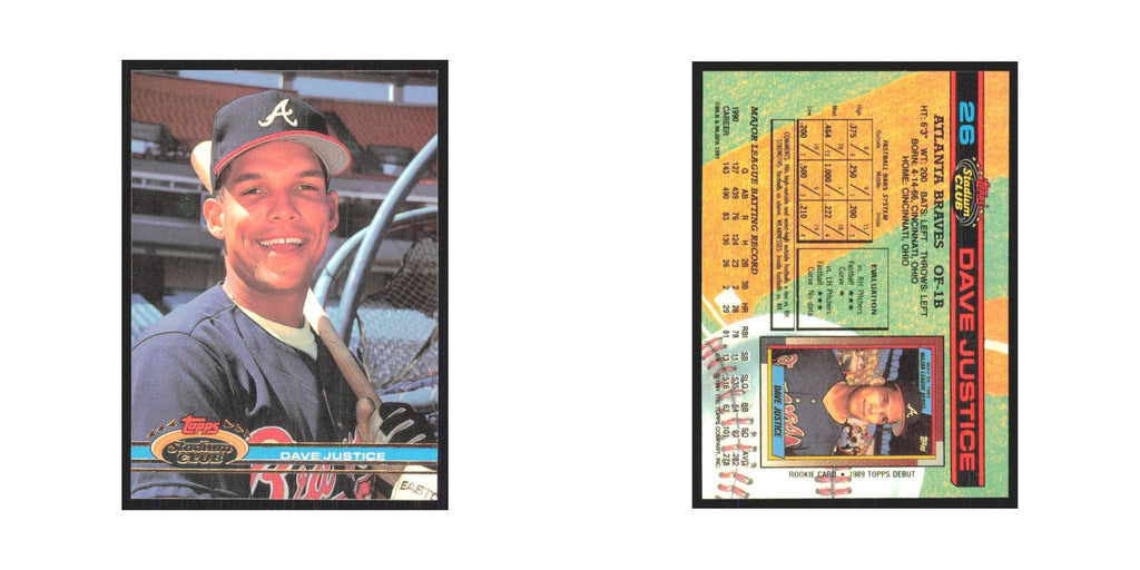 1991 Stadium Club Dave Justice Braves #26