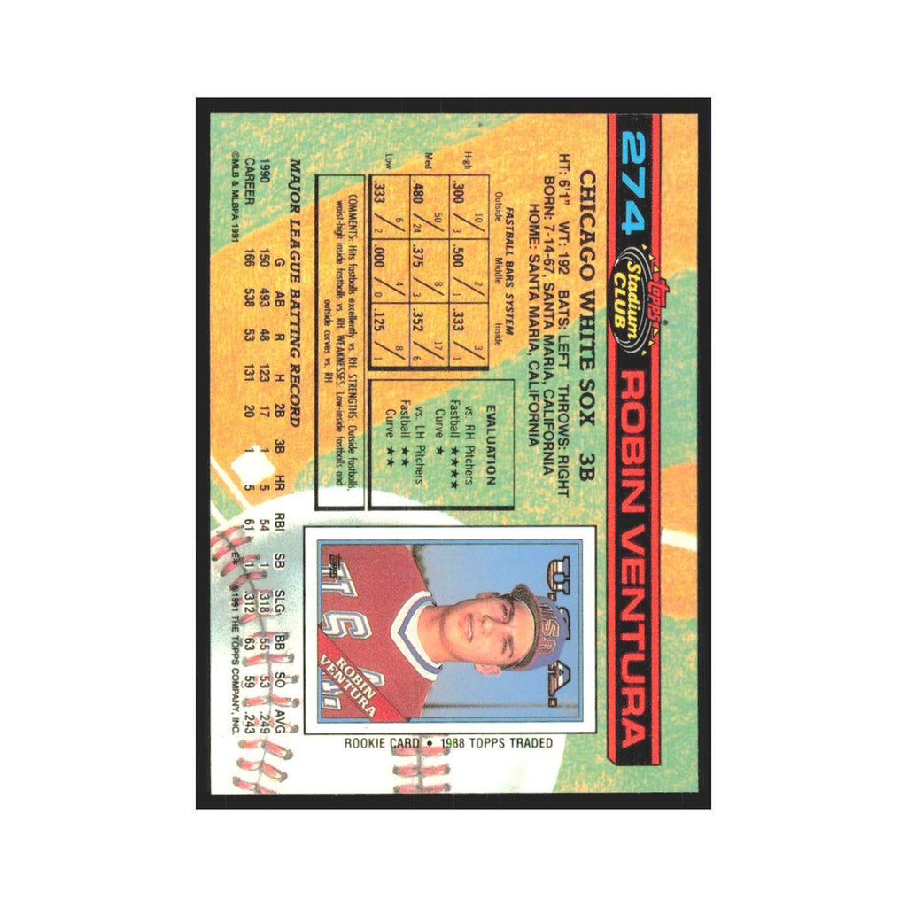 1991 Stadium Club Robin Ventura White Sox #274