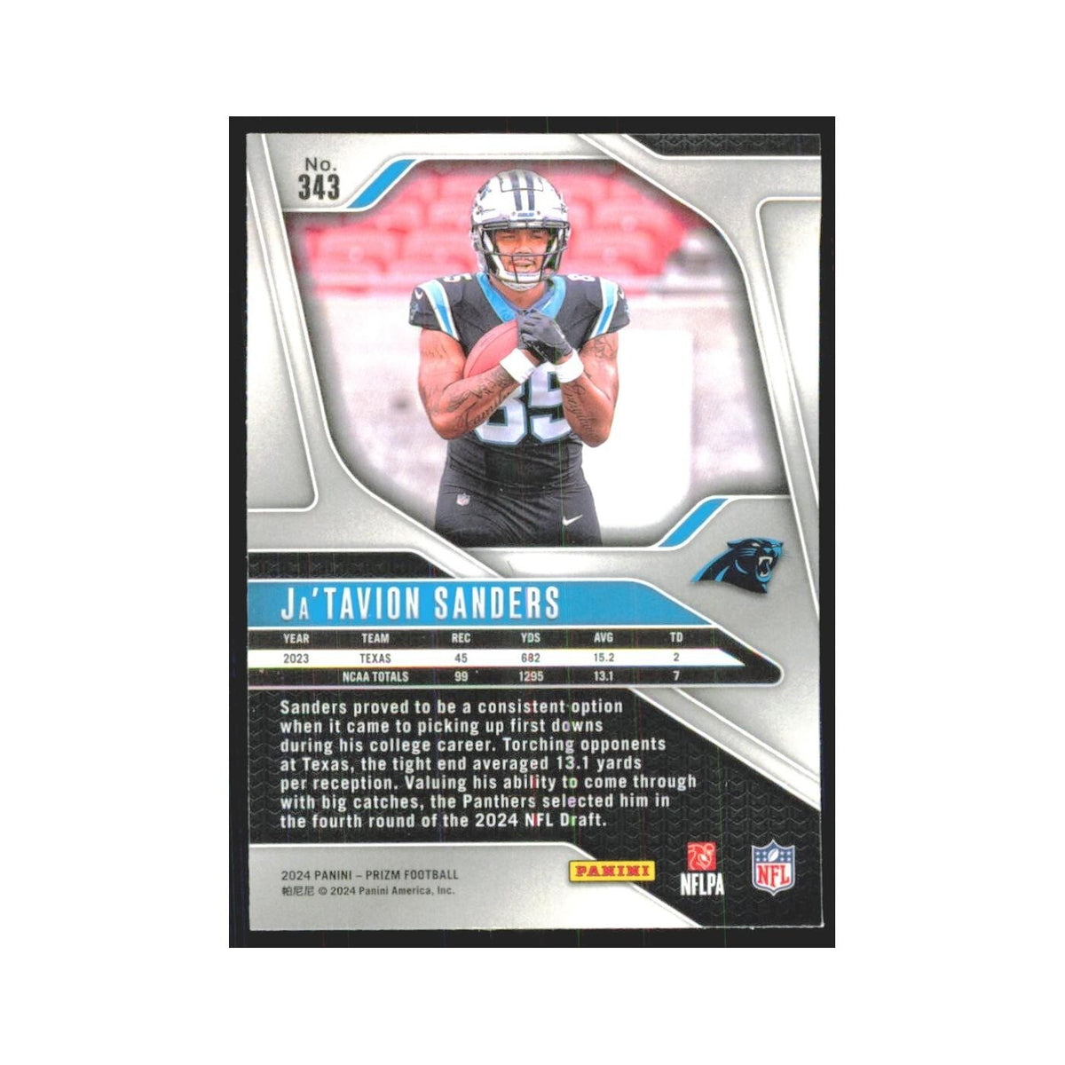 2024 Panini Prizm Ja'Tavion Sanders RC Panthers #343