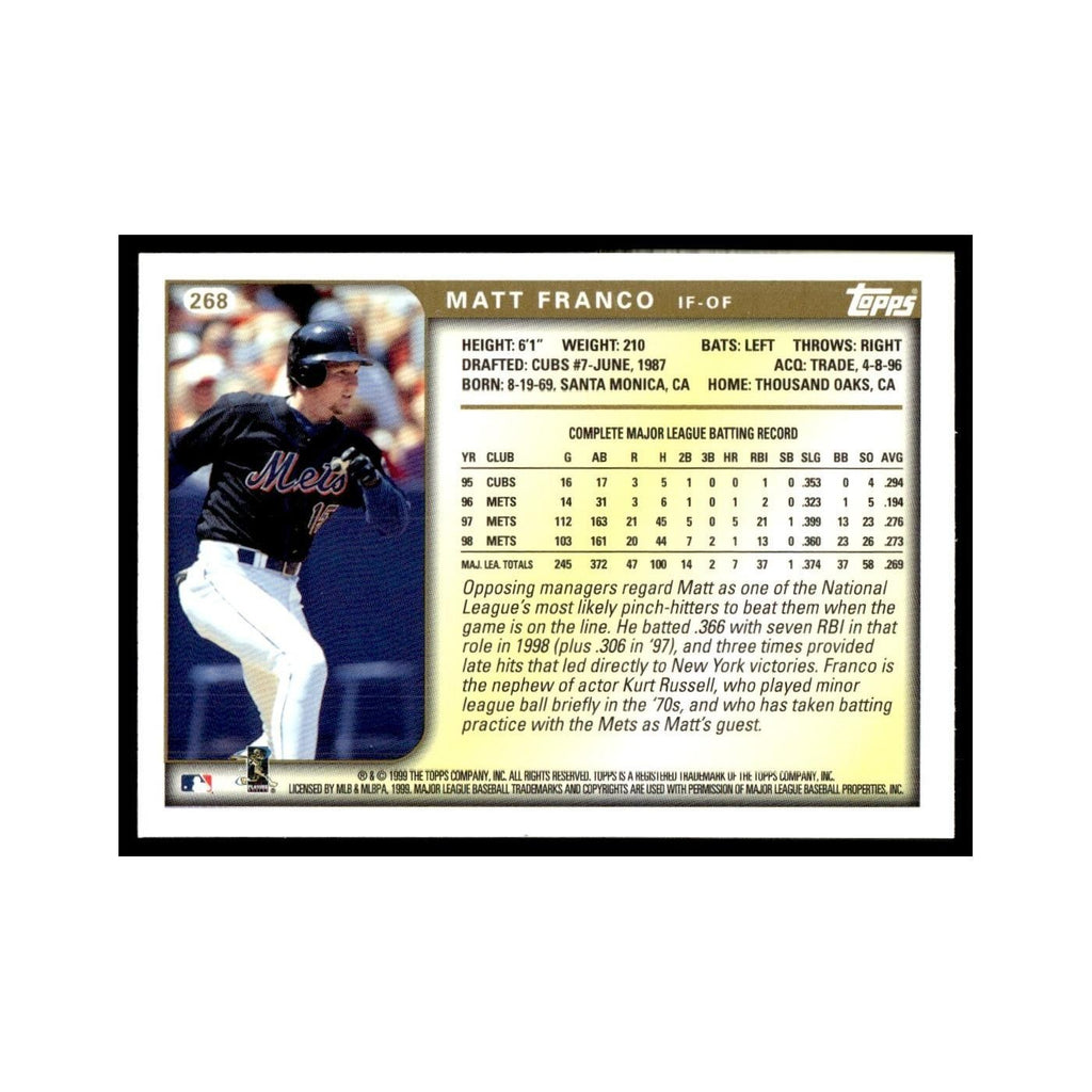 Matt Franco 1999 Topps #268 New York Mets Baseball Card NM