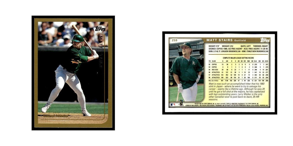 Matt Stairs 1999 Topps #259 Oakland Athletics Baseball Card NM