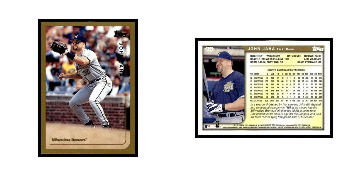 John Jaha 1999 Topps #307 Milwaukee Brewers Baseball Card NM