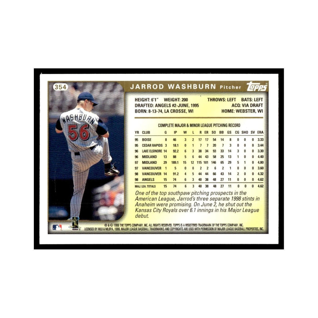 Jarrod Washburn 1999 Topps #354 Anaheim Angels Baseball Card NM