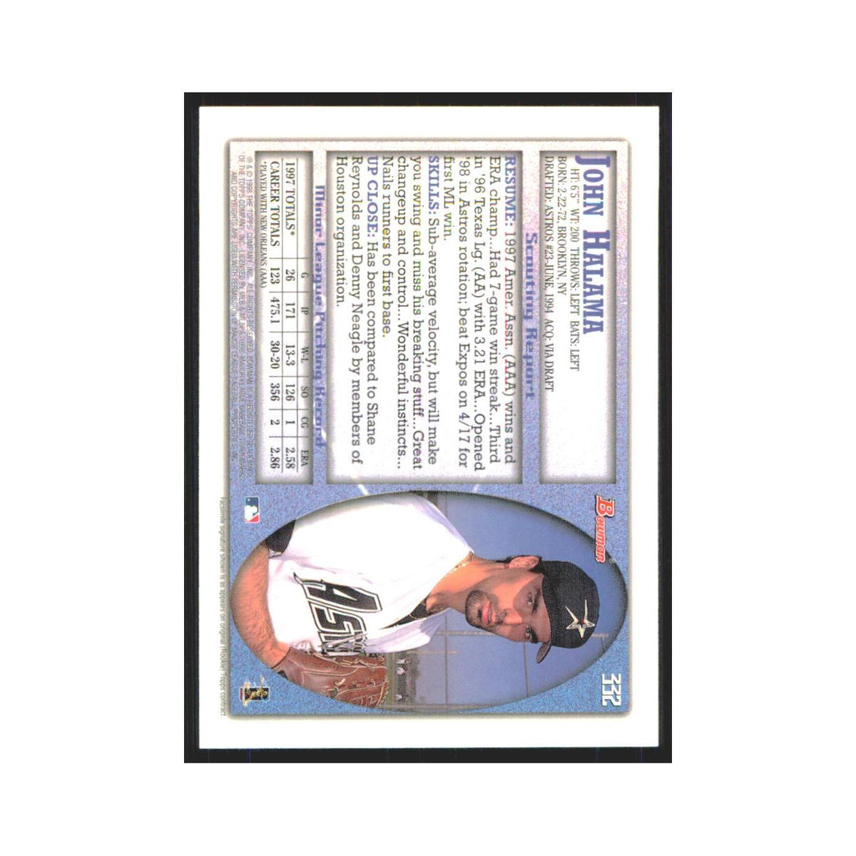 1998 Bowman John Halama RC Astros #332