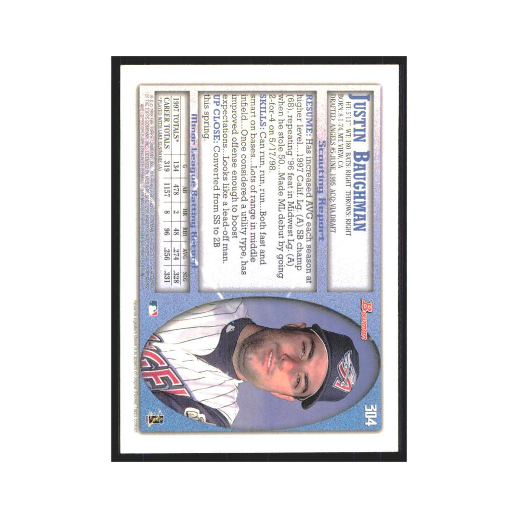 1998 Bowman Justin Baughman RC Angels #304