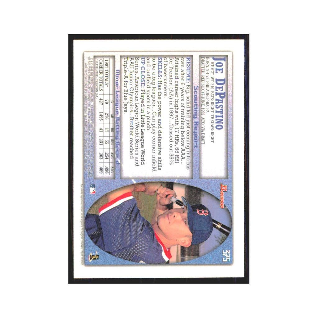 1998 Bowman Joe DePastino RC Red Sox #375