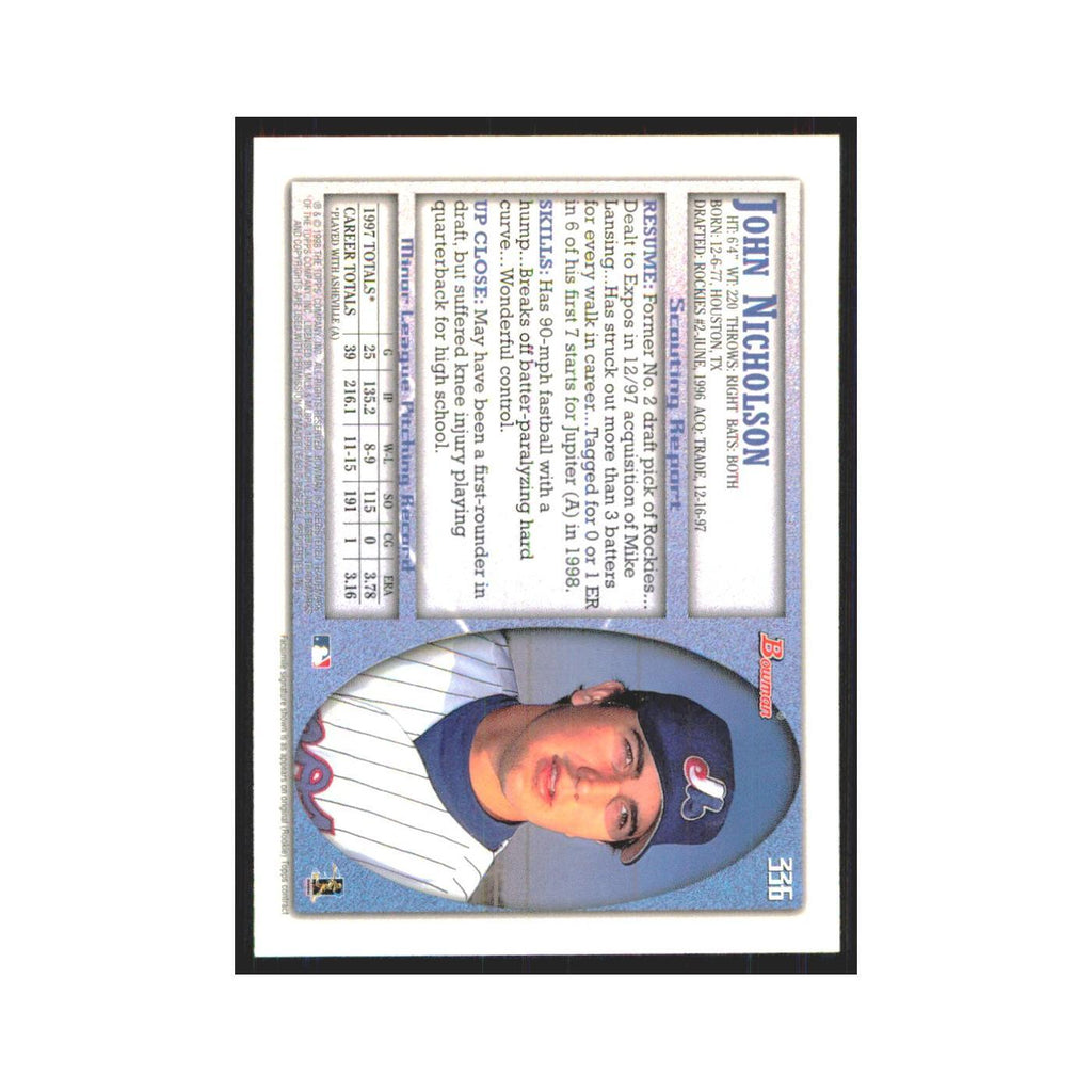 1998 Bowman John Nicholson RC Montreal Expos #336
