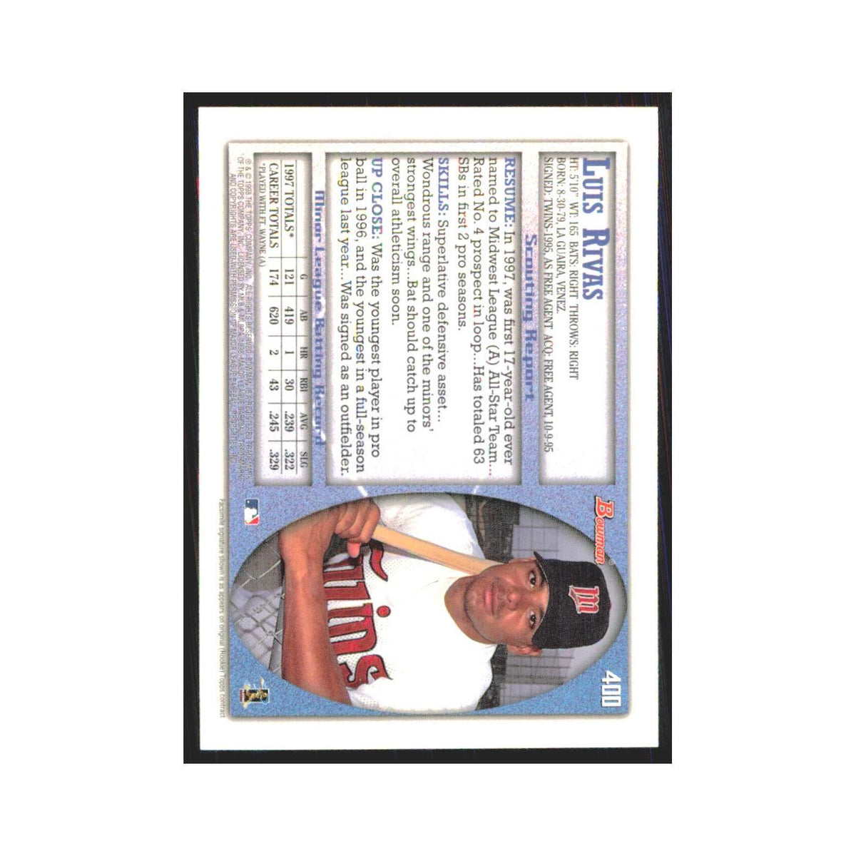 1998 Bowman Luis Rivas RC Twins #400