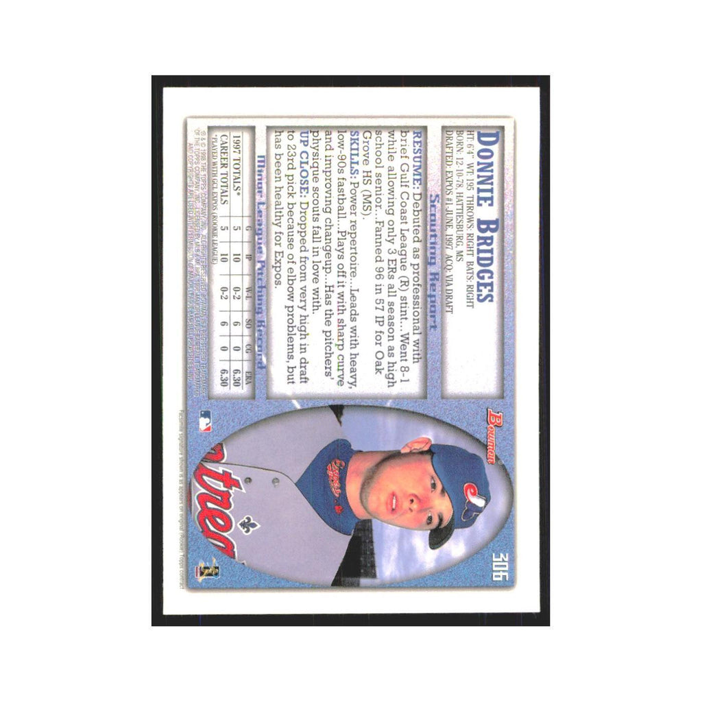 1998 Bowman Donnie Bridges RC Montreal Expos #306