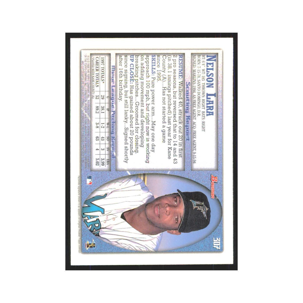 1998 Bowman Nelson Lara RC Florida Marlins #307
