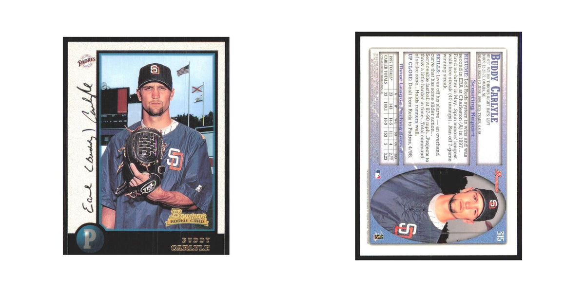 1998 Bowman Buddy Carlyle RC Padres #315