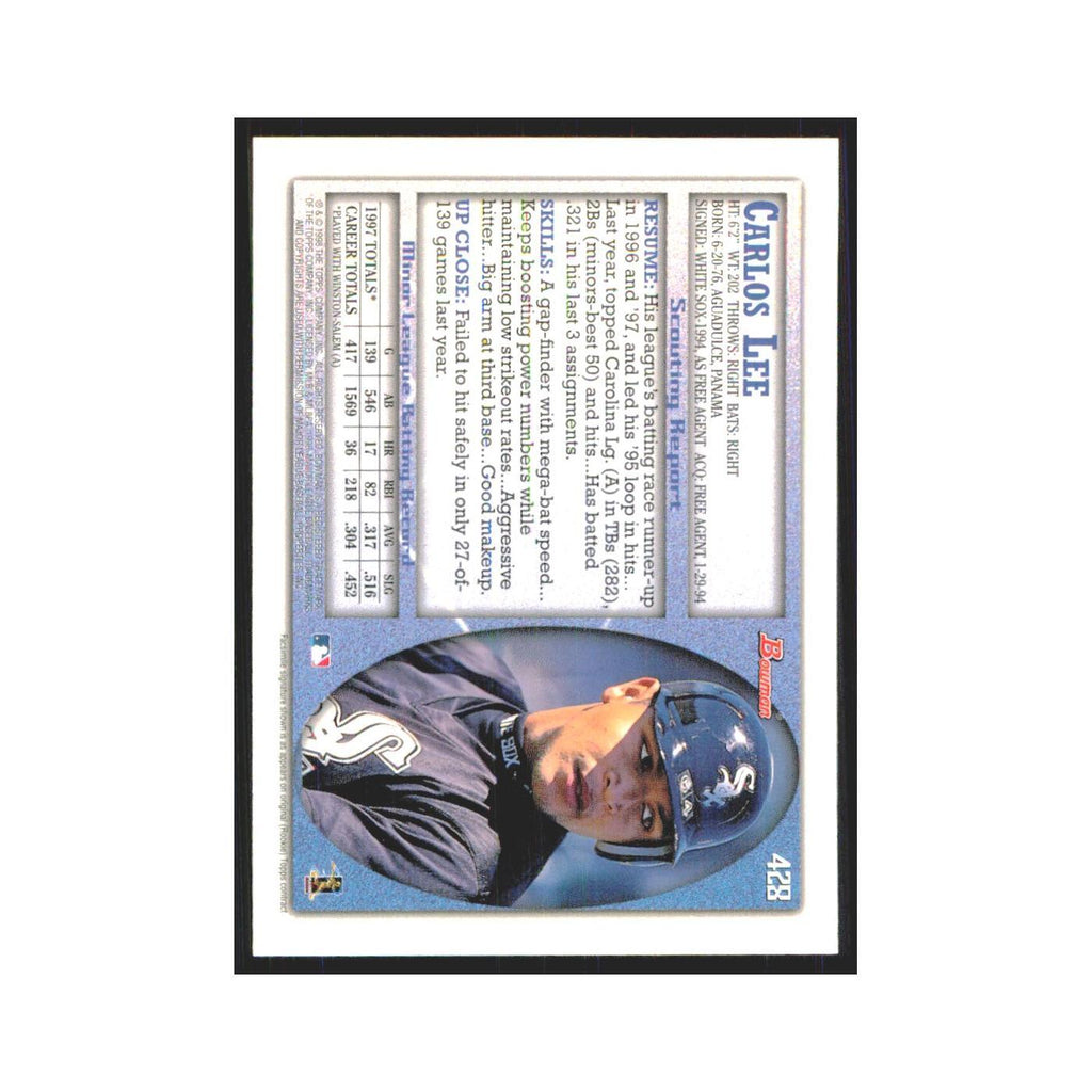 1998 Bowman Carlos Lee RC White Sox #428
