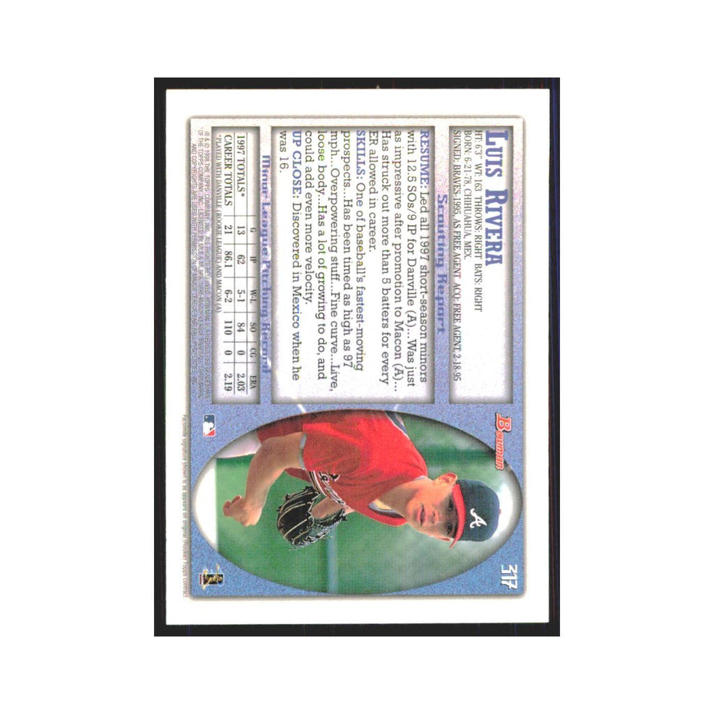 1998 Bowman Luis Rivera RC Braves #317