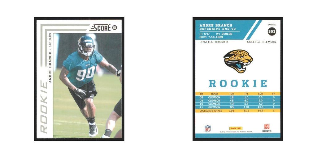 2012 Score Andre Branch RC Jaguars #303