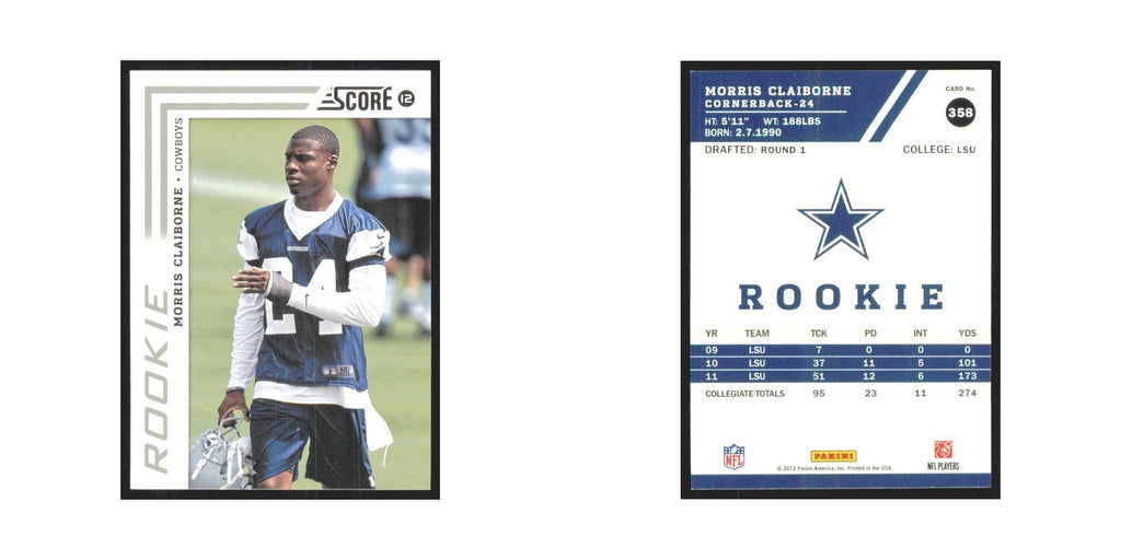 2012 Score Morris Claiborne RC Cowboys #358