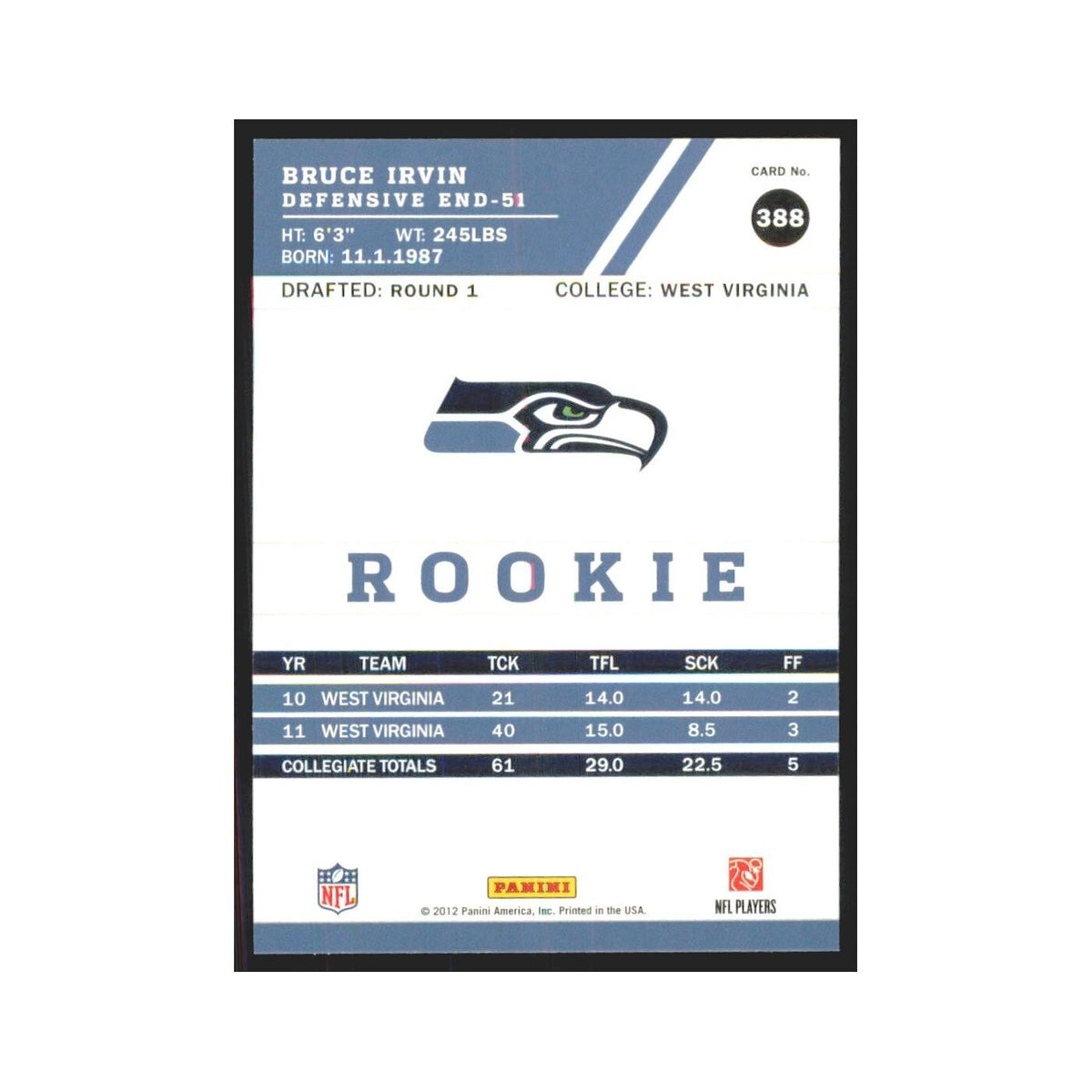2012 Score Bruce Irvin RC Seahawks #388