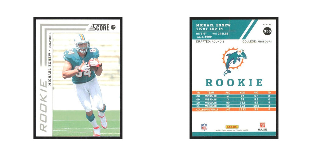 2012 Score Michael Egnew RC Dolphins #355