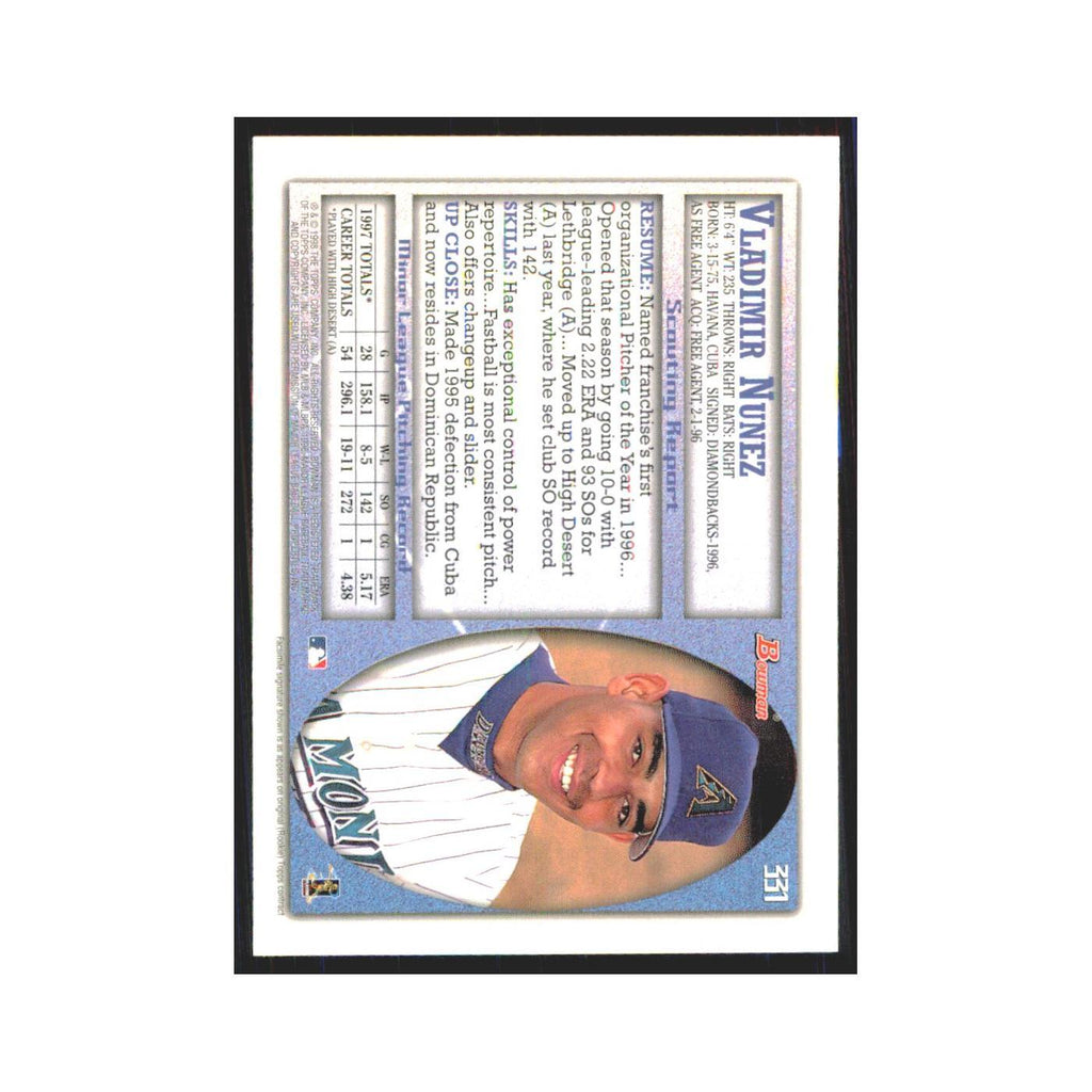 1998 Bowman Vladimir Nunez Diamondbacks #331