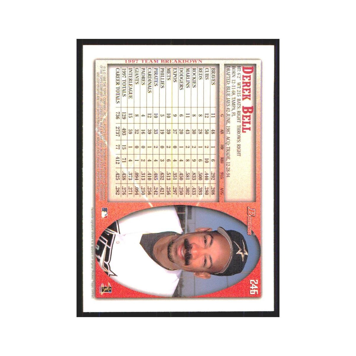 1998 Bowman Derek Bell Astros #246