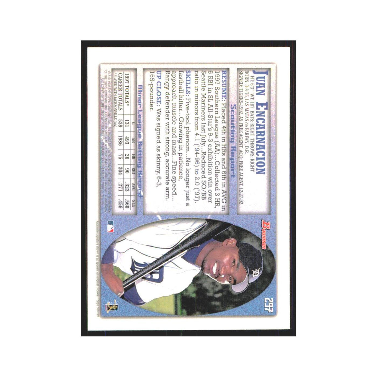 1998 Bowman Juan Encarnacion Tigers #297