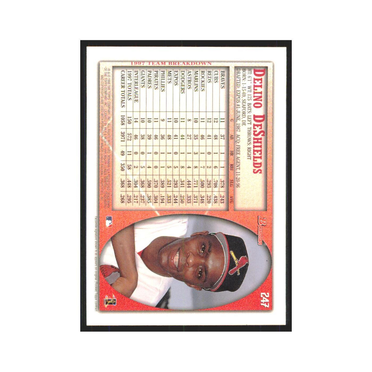 1998 Bowman Delino DeShields Cardinals #247