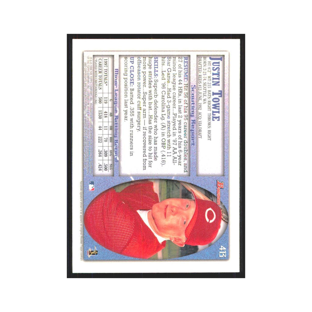 1998 Bowman Justin Towle Reds #413