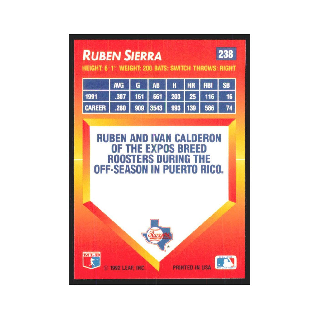 1992 Donruss Triple Play Ruben Sierra Rangers #238