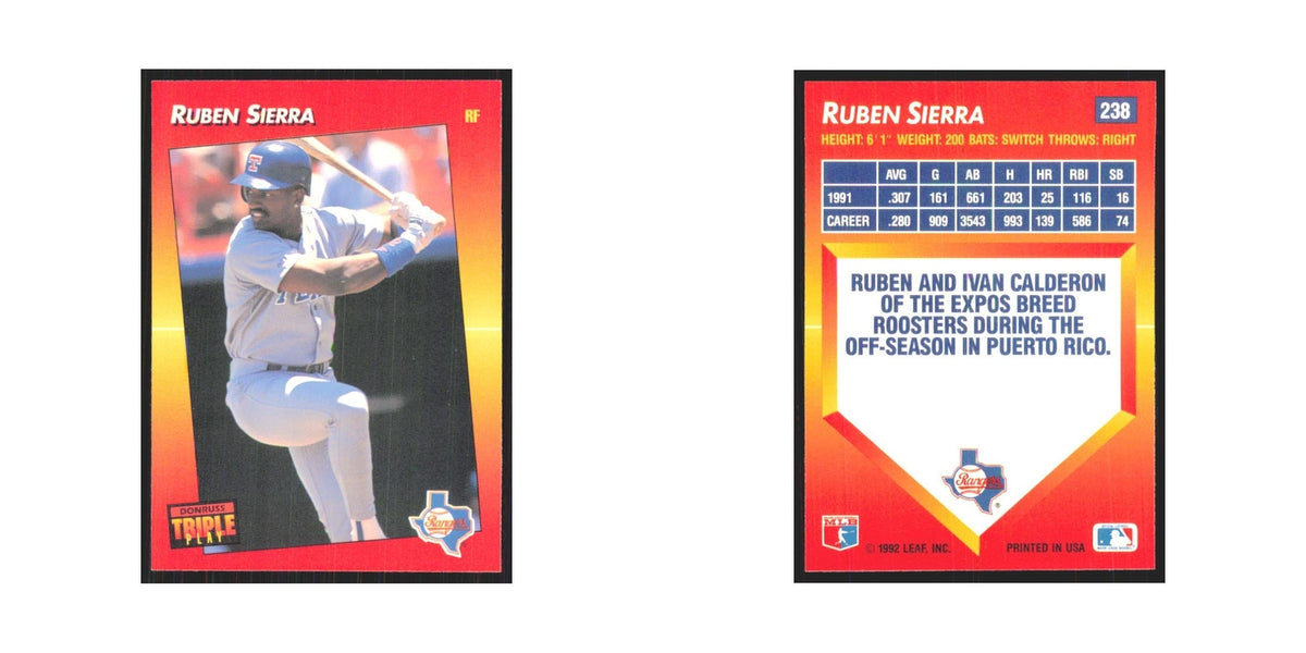 1992 Donruss Triple Play Ruben Sierra Rangers #238