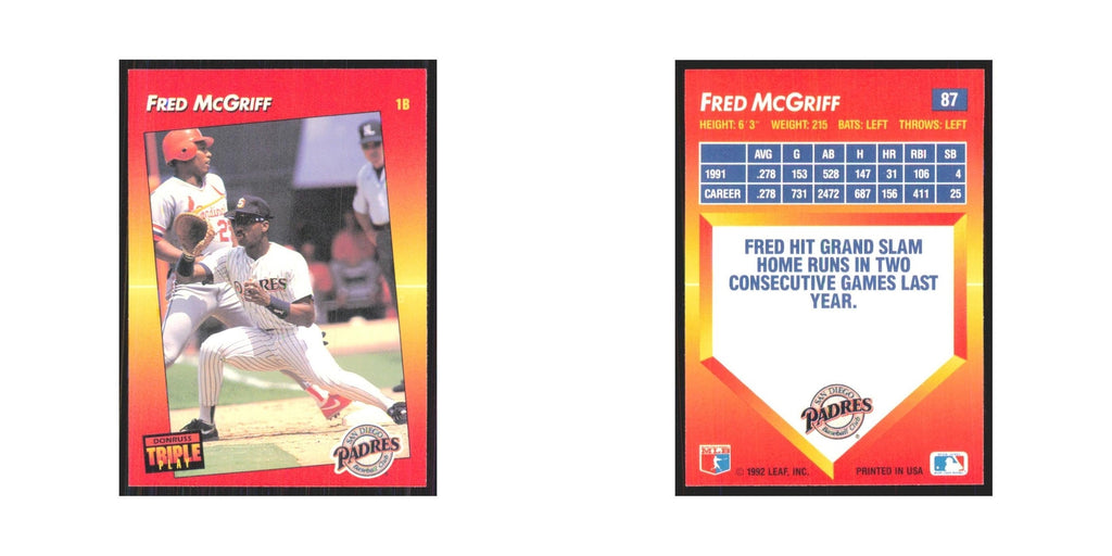 1992 Donruss Triple Play Fred McGriff Padres #87