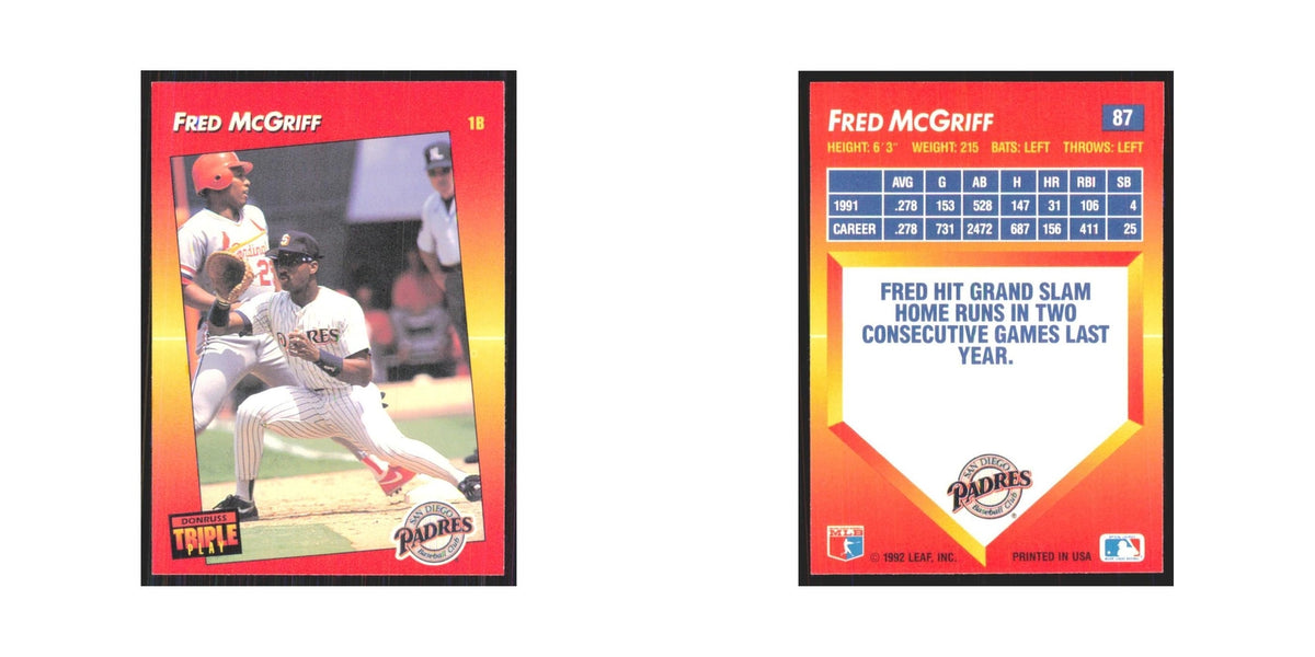 1992 Donruss Triple Play Fred McGriff Padres #87