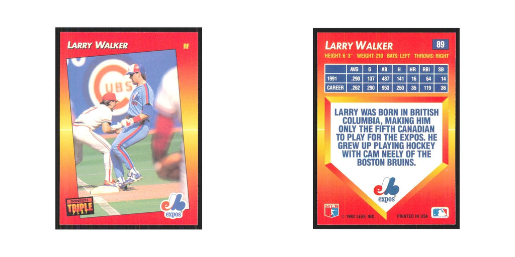 1992 Donruss Triple Play Larry Walker Montreal Expos #89