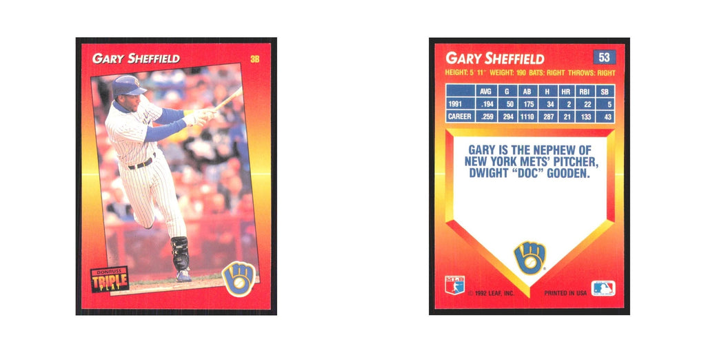 1992 Donruss Triple Play Gary Sheffield Brewers #53