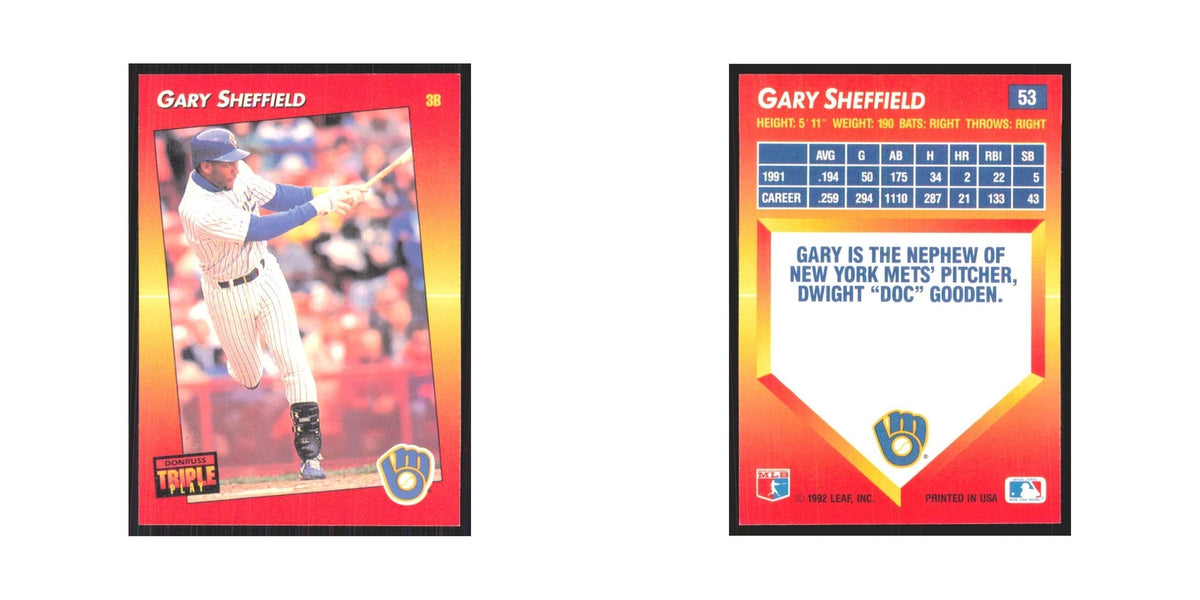1992 Donruss Triple Play Gary Sheffield Brewers #53