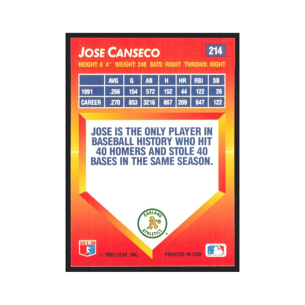 1992 Donruss Triple Play Jose Canseco Athletics #214