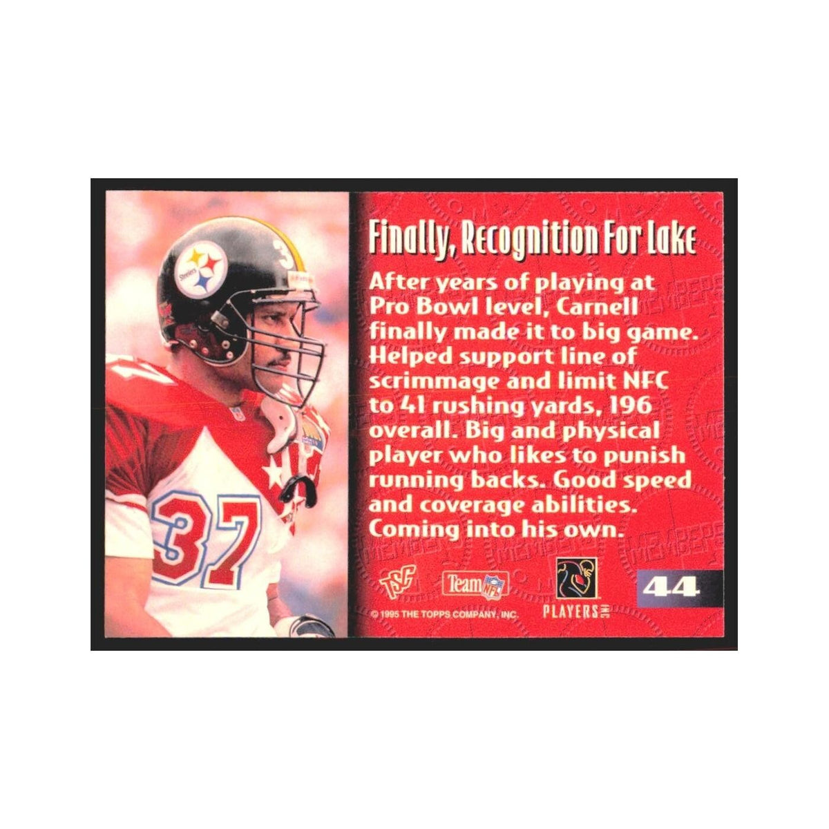 1995 Stadium Club Members Only Carnell Lake Steelers #44
