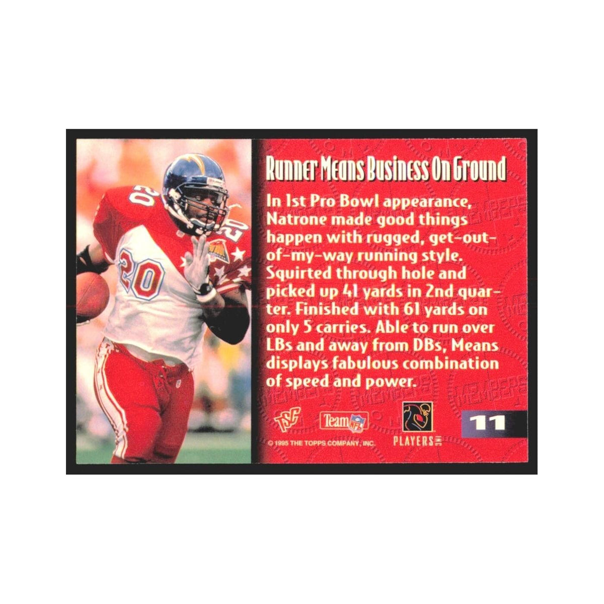 1995 Stadium Club Members Only Natrone Means Chargers #11