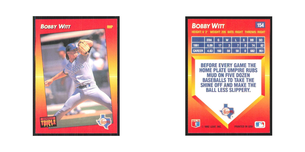 1992 Triple Play Bobby Witt Rangers #154