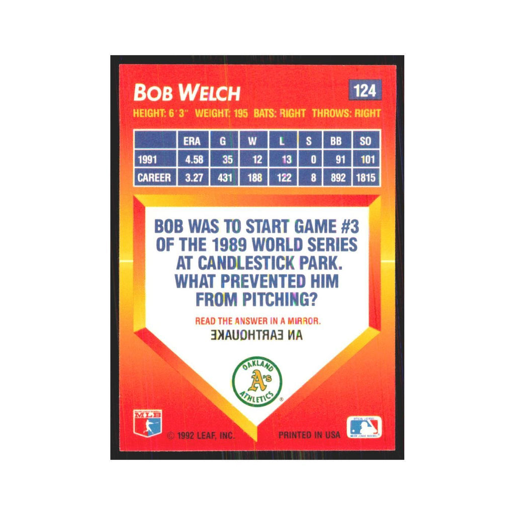 1992 Triple Play Bob Welch Athletics #124
