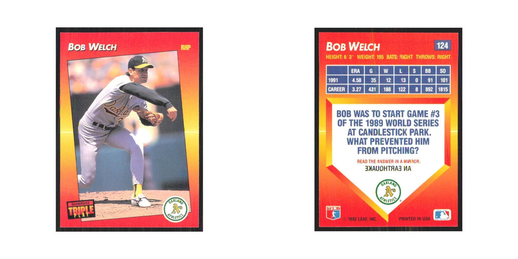 1992 Triple Play Bob Welch Athletics #124