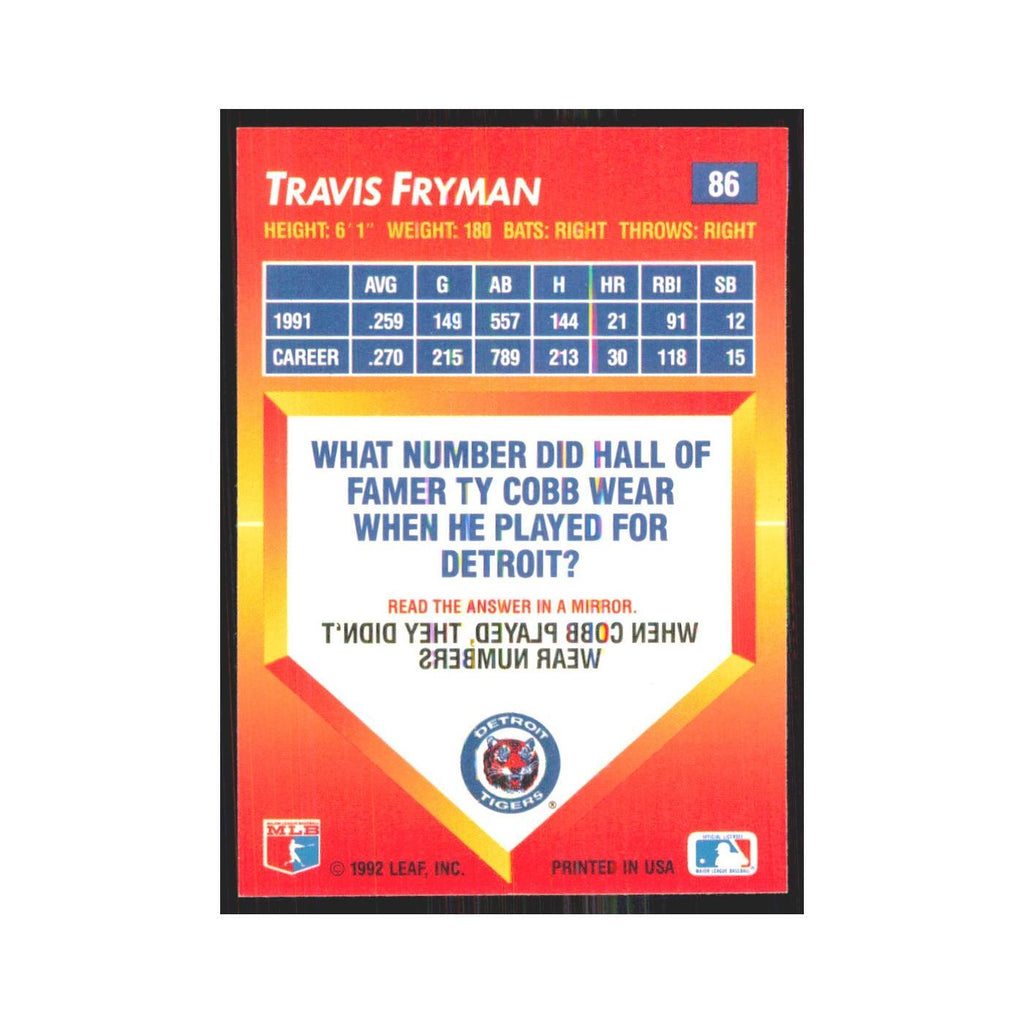 1992 Triple Play Travis Fryman Tigers #86