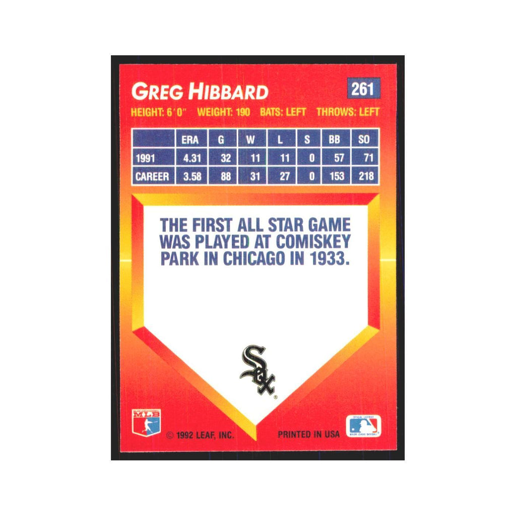 1992 Triple Play Greg Hibbard White Sox #261