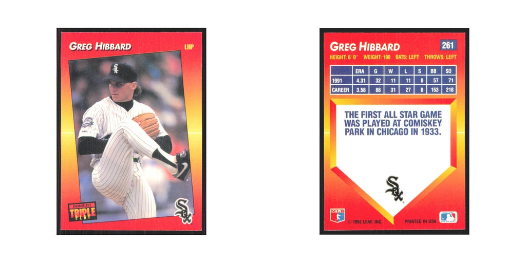 1992 Triple Play Greg Hibbard White Sox #261
