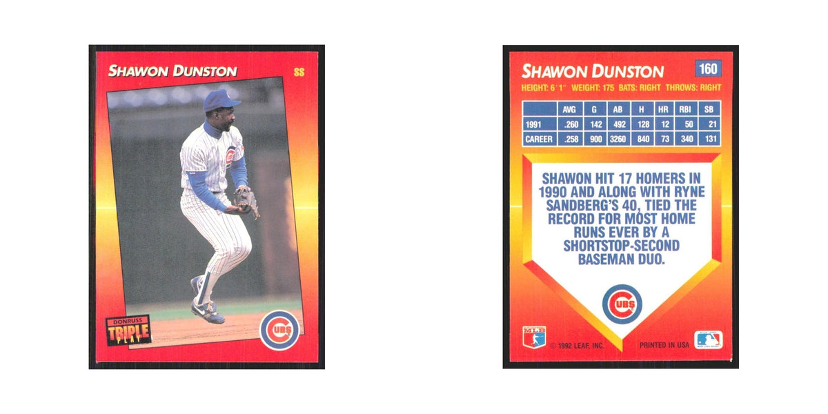 1992 Triple Play Shawon Dunston Cubs #160