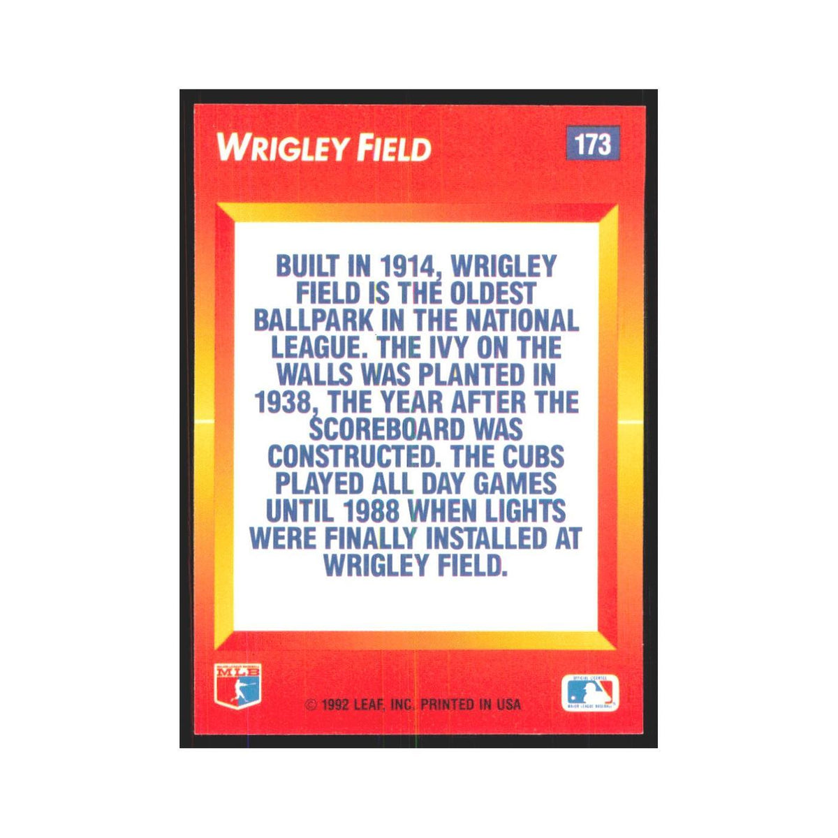 1992 Triple Play Wrigley Field #173