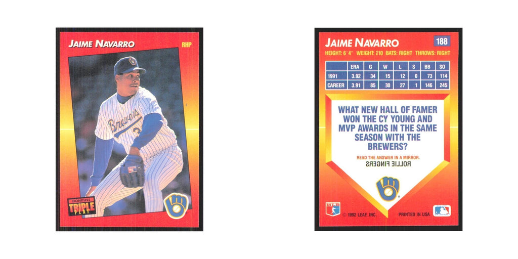 1992 Triple Play Jaime Navarro Brewers #188